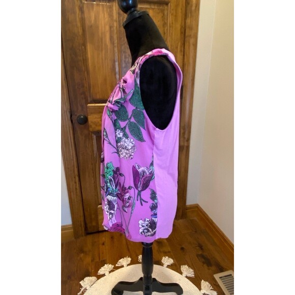 New York and Company Blouse  Plus Size XL Top Sleeveless  Purple Chic Flowy - Picture 5 of 9